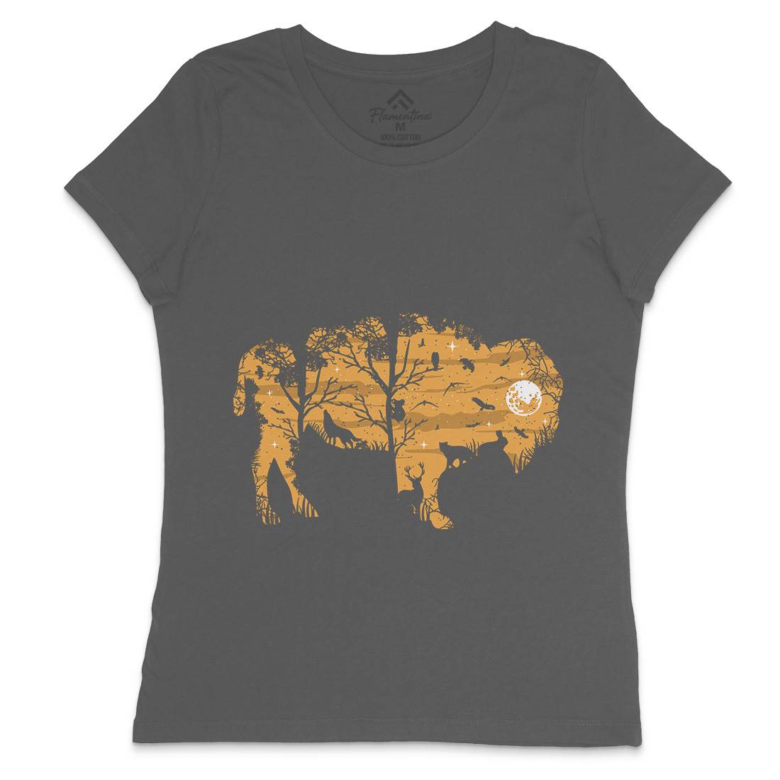 Wild Bison Womens Crew Neck T-Shirt Animals B095