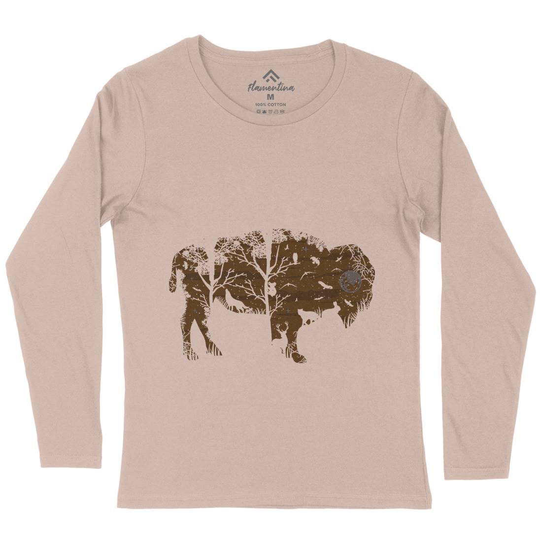 Wild Bison Womens Long Sleeve T-Shirt Animals B095