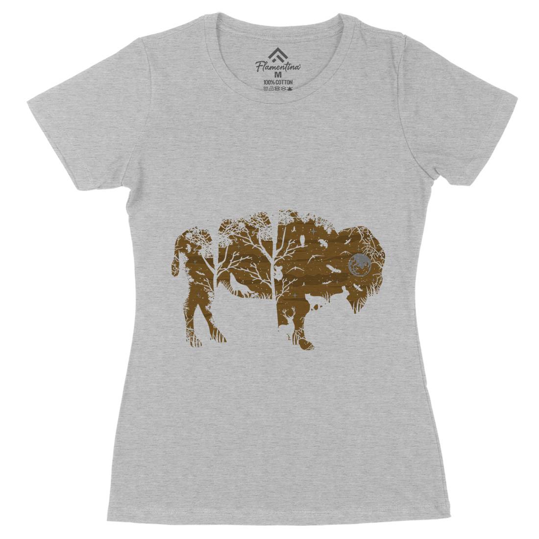 Wild Bison Womens Organic Crew Neck T-Shirt Animals B095