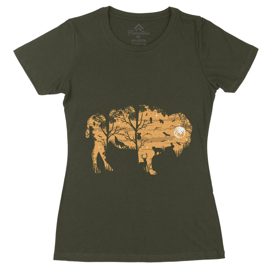 Wild Bison Womens Organic Crew Neck T-Shirt Animals B095