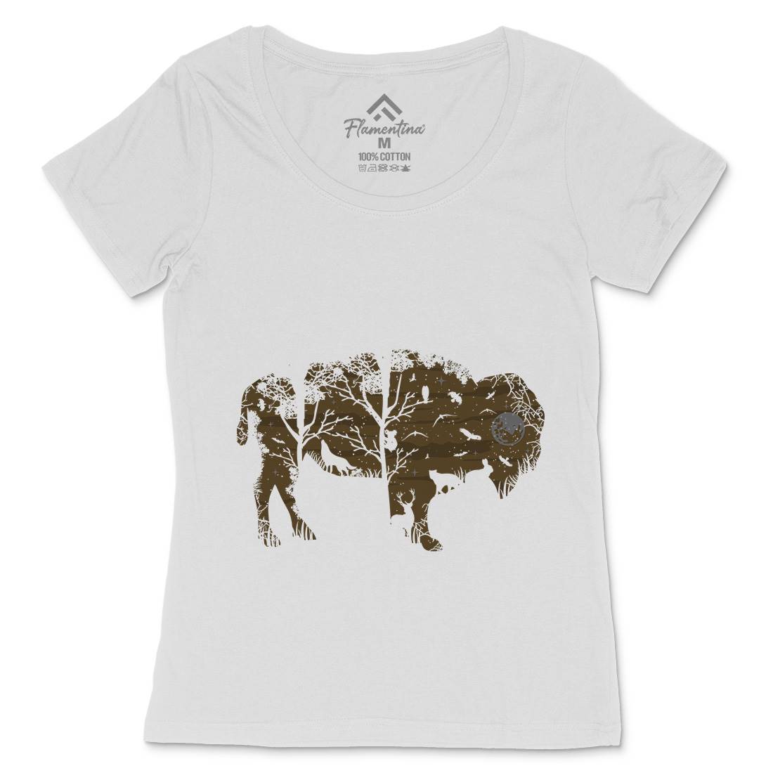 Wild Bison Womens Scoop Neck T-Shirt Animals B095