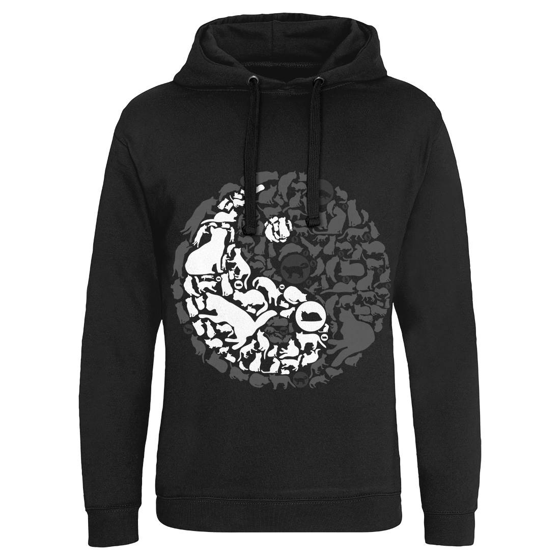 Yin Yang Cats Mens Hoodie Without Pocket Animals B097