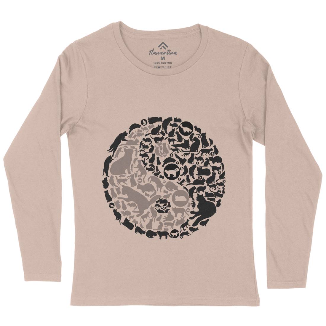 Yin Yang Cats Womens Long Sleeve T-Shirt Animals B097