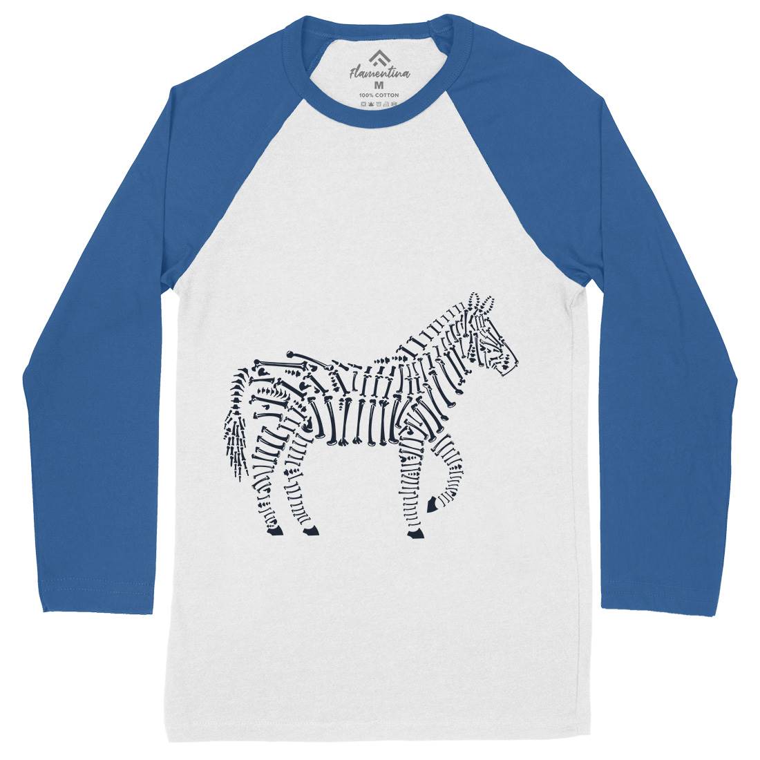 Zebra Bones Mens Long Sleeve Baseball T-Shirt Animals B098