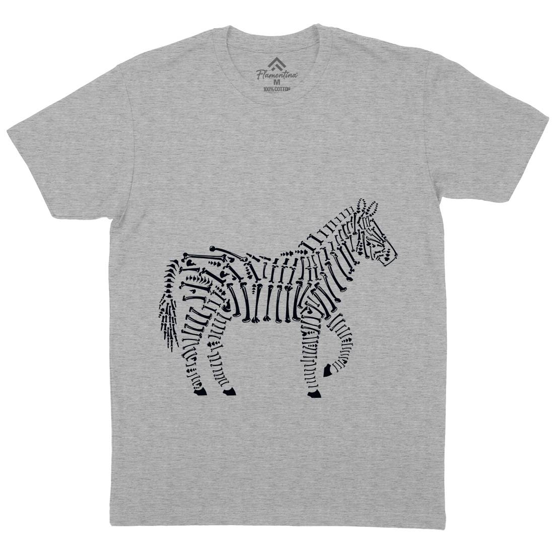 Zebra Bones Mens Organic Crew Neck T-Shirt Animals B098