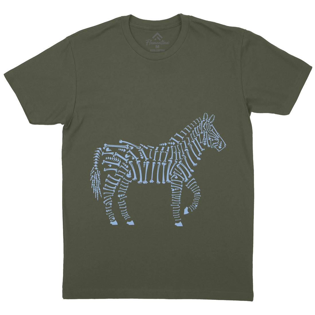 Zebra Bones Mens Organic Crew Neck T-Shirt Animals B098
