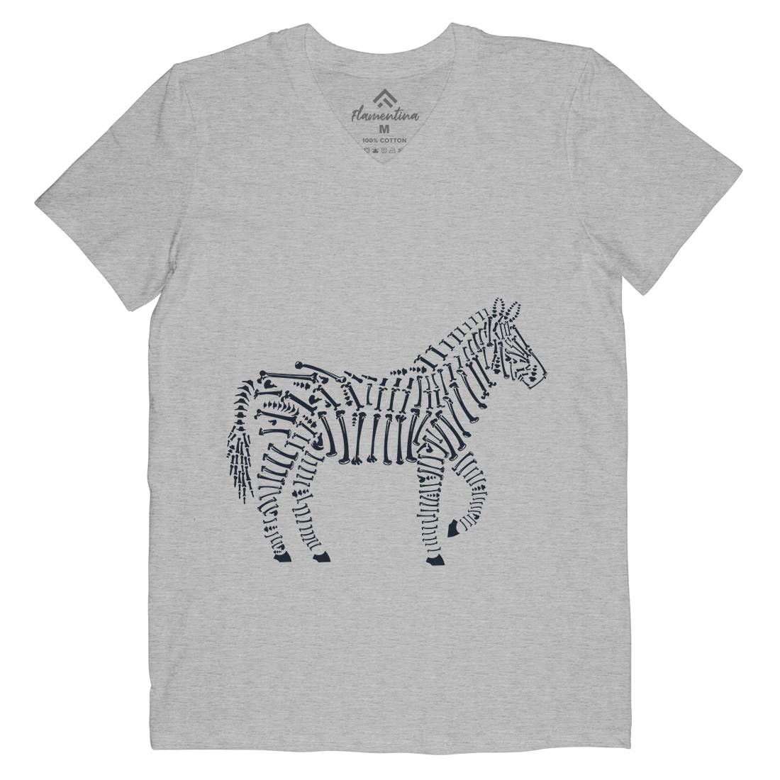 Zebra Bones Mens V-Neck T-Shirt Animals B098