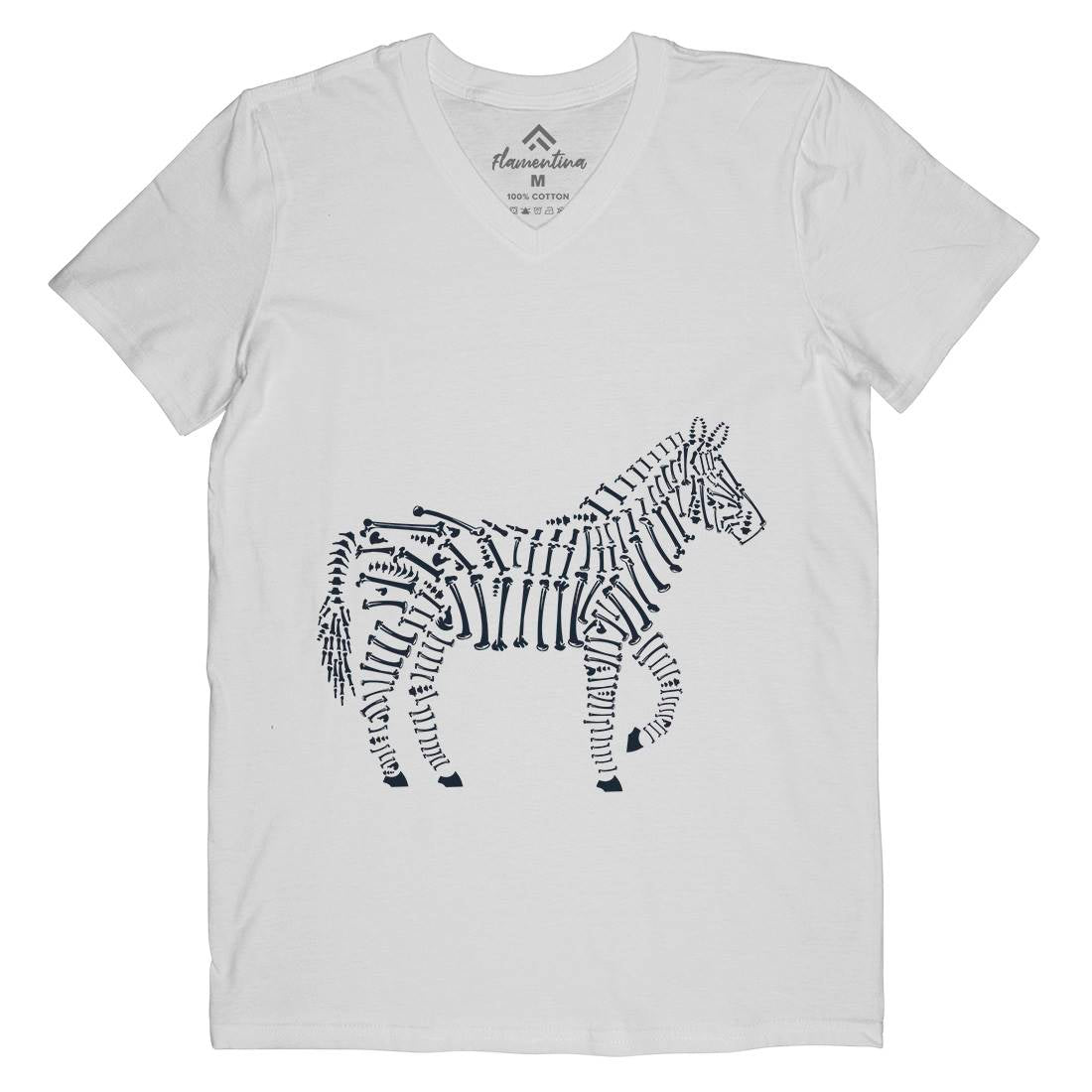 Zebra Bones Mens Organic V-Neck T-Shirt Animals B098