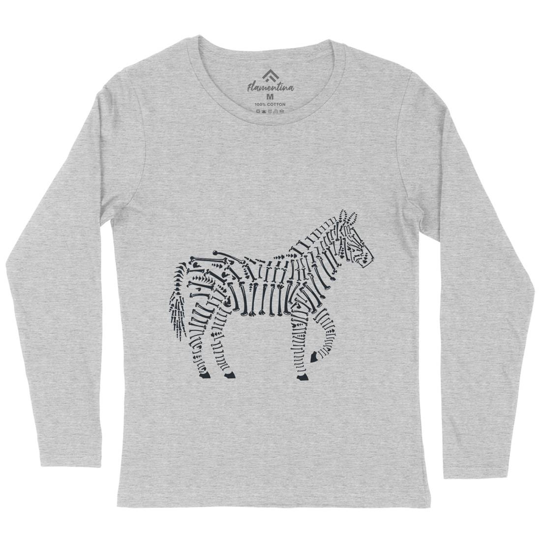 Zebra Bones Womens Long Sleeve T-Shirt Animals B098