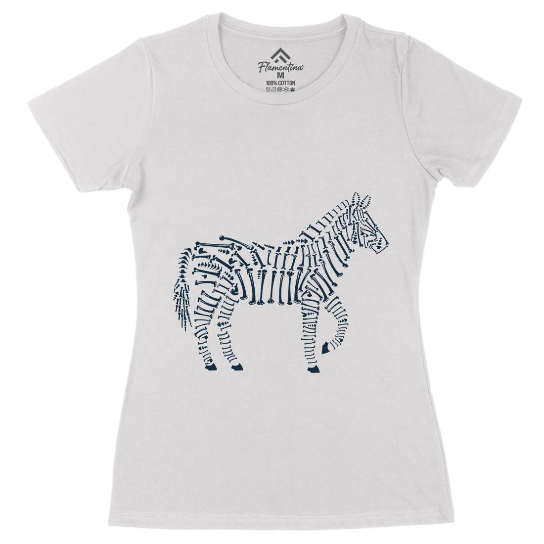 Zebra Bones Womens Organic Crew Neck T-Shirt Animals B098