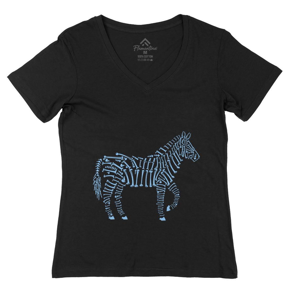Zebra Bones Womens Organic V-Neck T-Shirt Animals B098