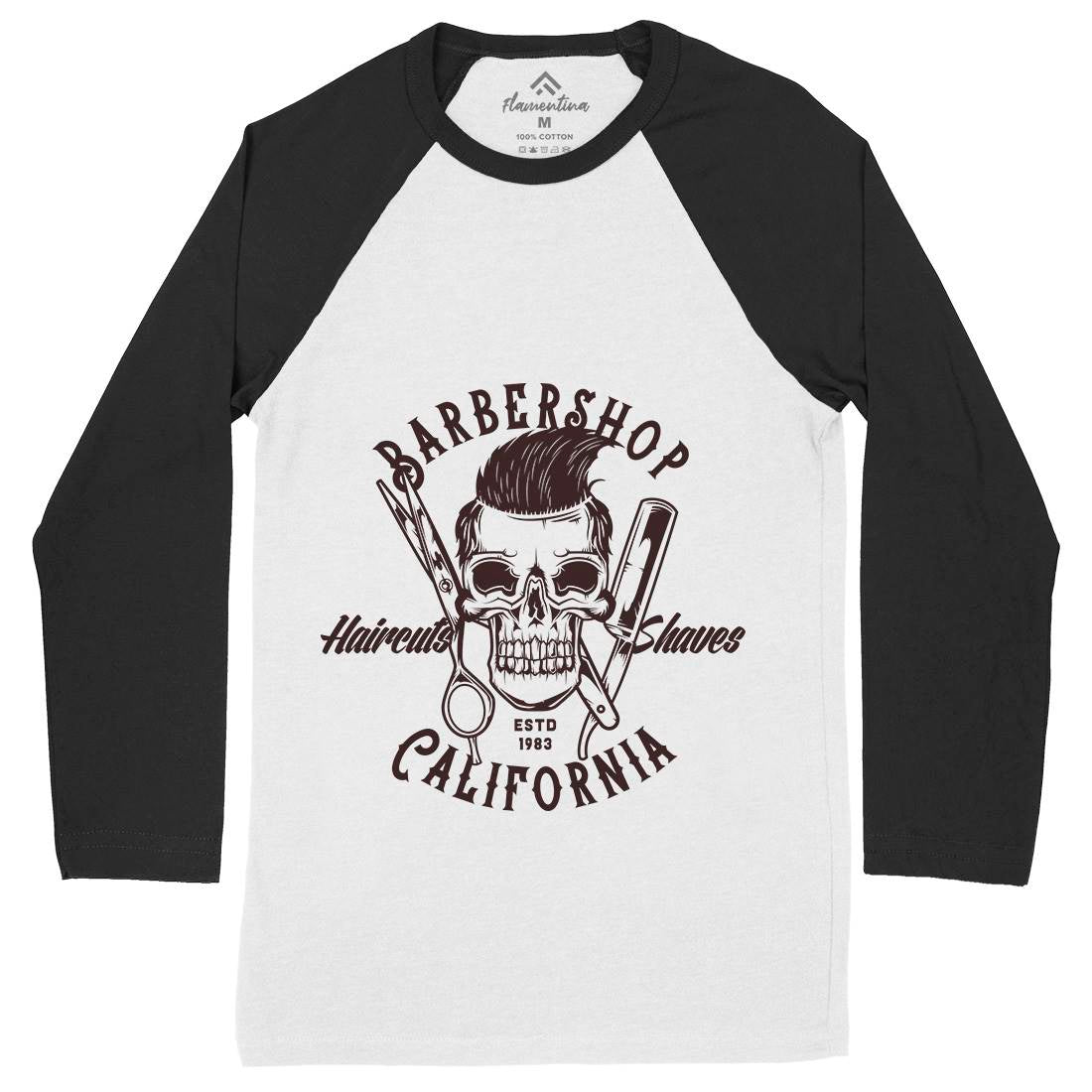 Barbershop Mens Long Sleeve Baseball T-Shirt Barber B102