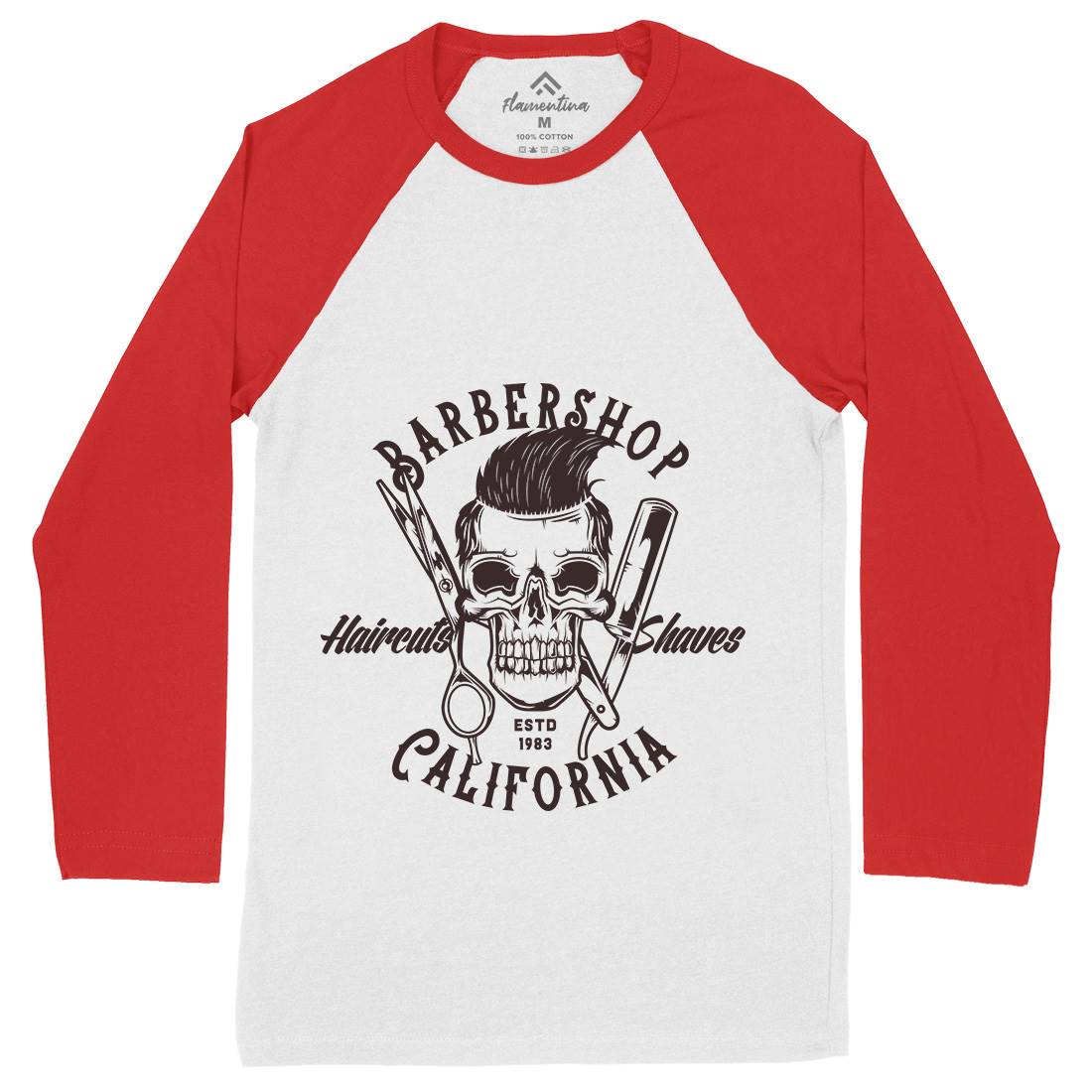 Barbershop Mens Long Sleeve Baseball T-Shirt Barber B102