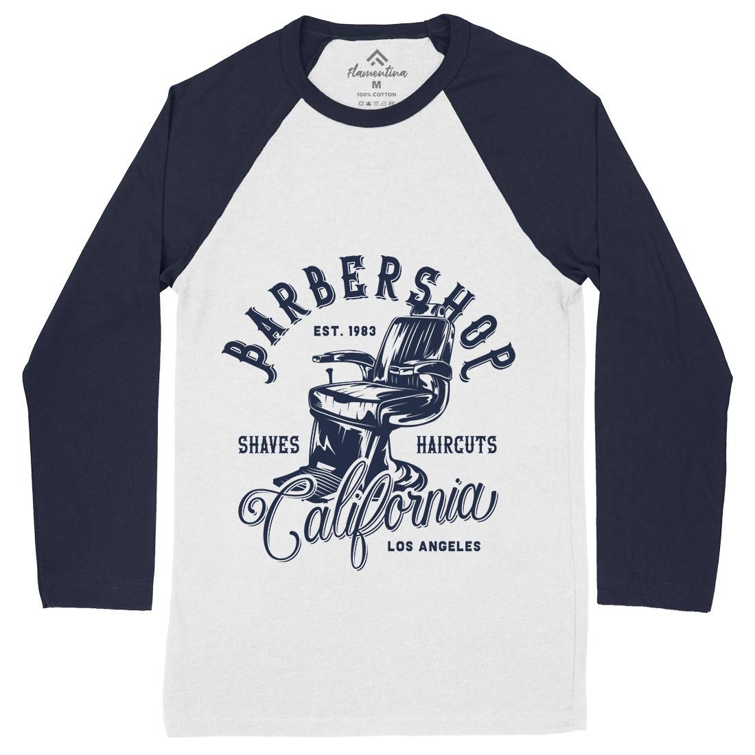 Barbershop Mens Long Sleeve Baseball T-Shirt Barber B103