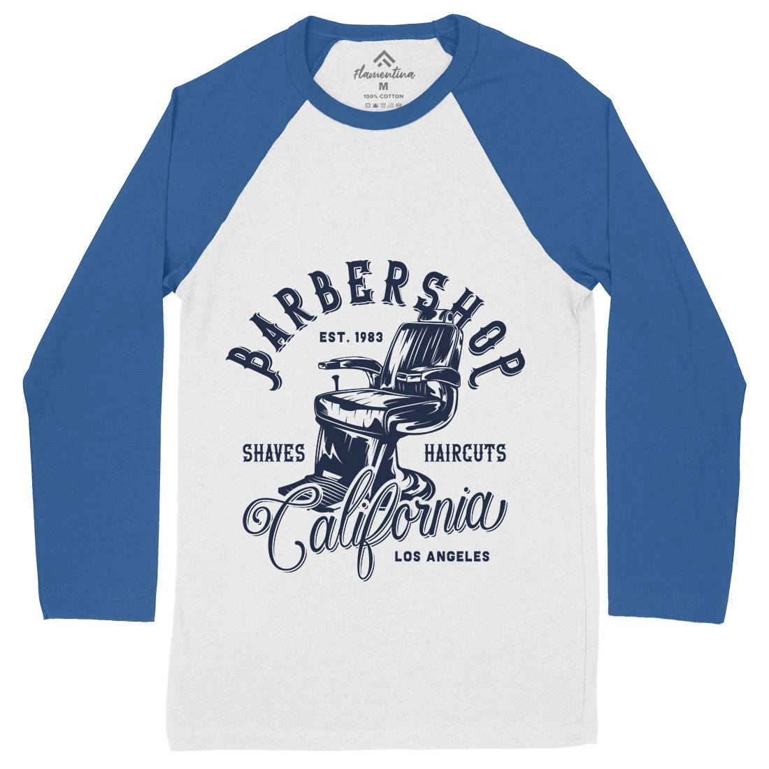 Barbershop Mens Long Sleeve Baseball T-Shirt Barber B103