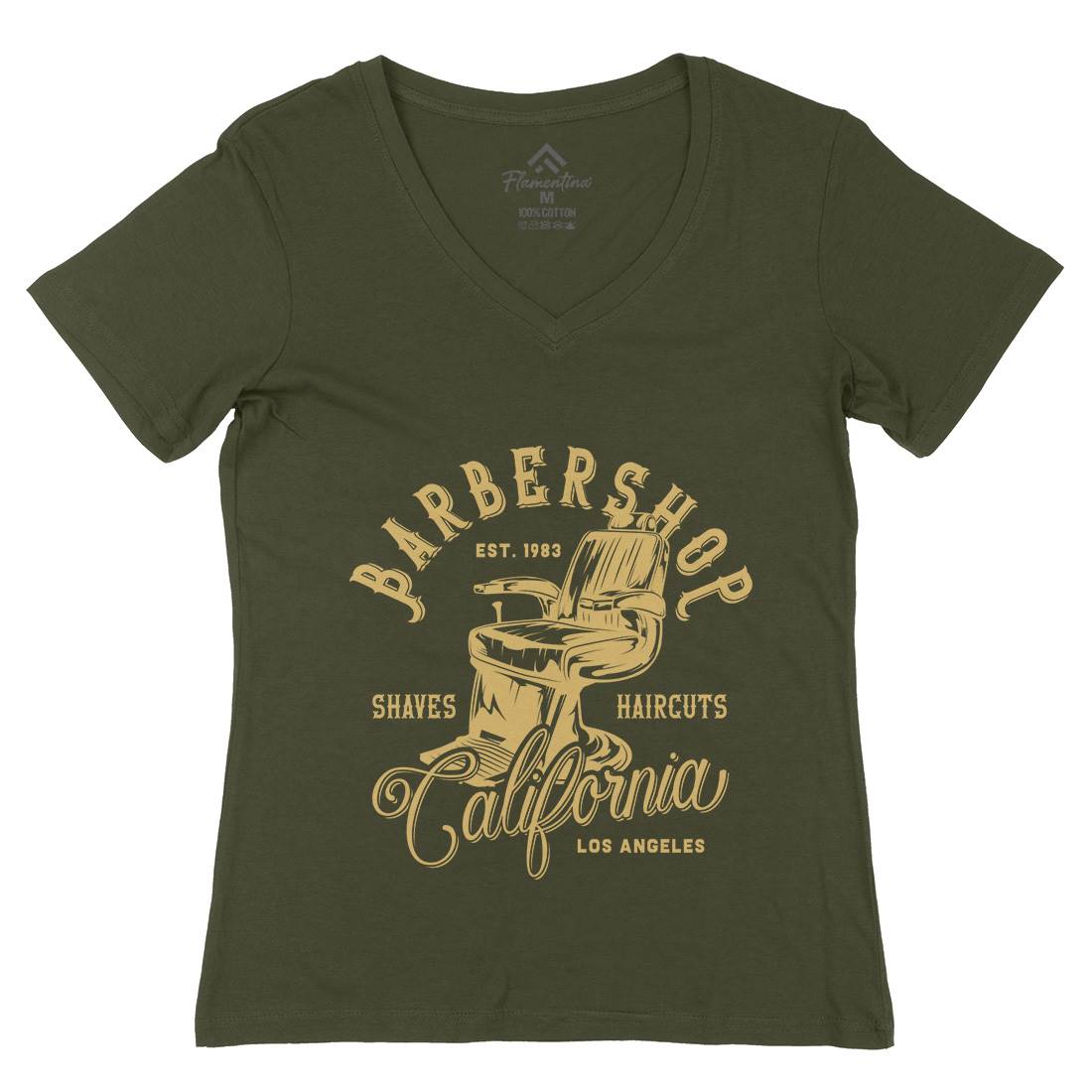 Barbershop Womens Organic V-Neck T-Shirt Barber B103