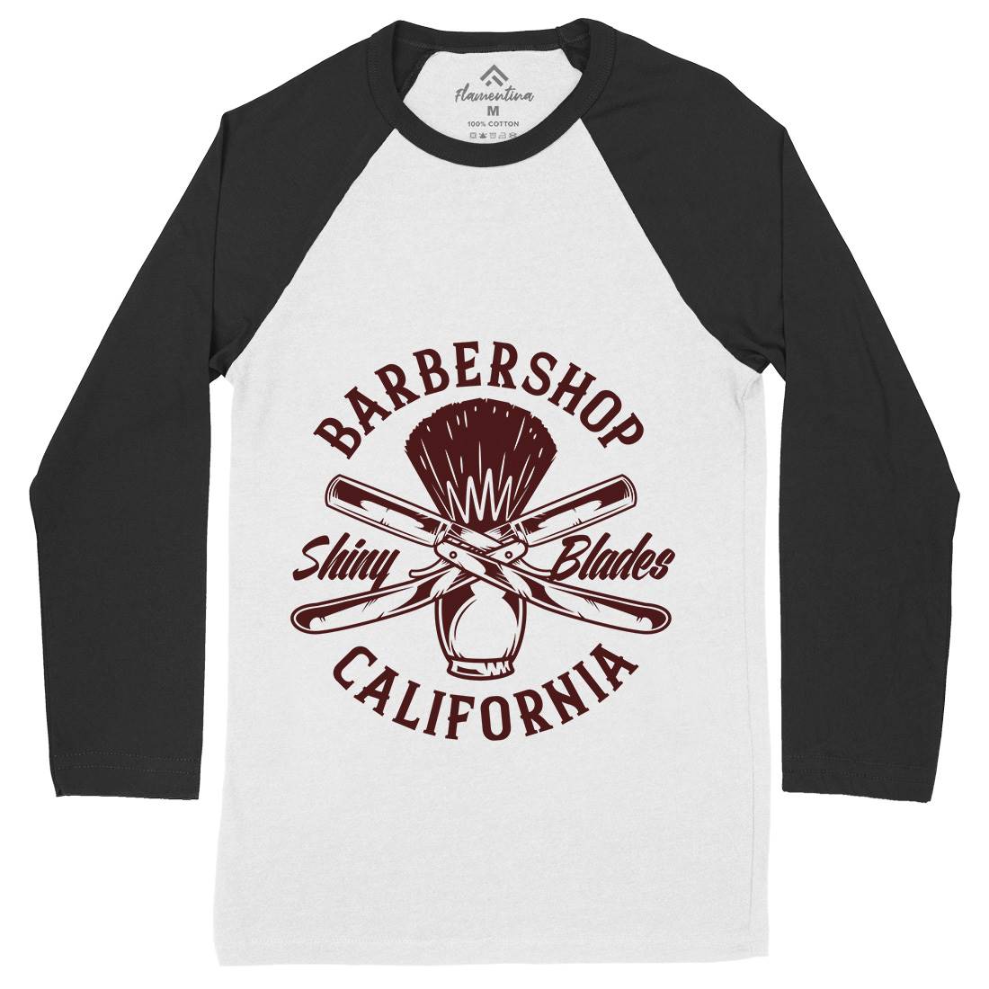 Barbershop Mens Long Sleeve Baseball T-Shirt Barber B104