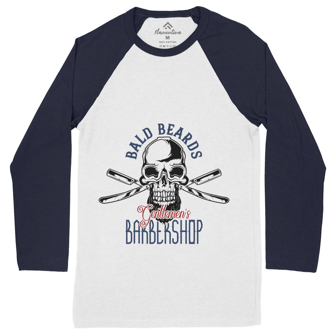 Barbershop Mens Long Sleeve Baseball T-Shirt Barber B105