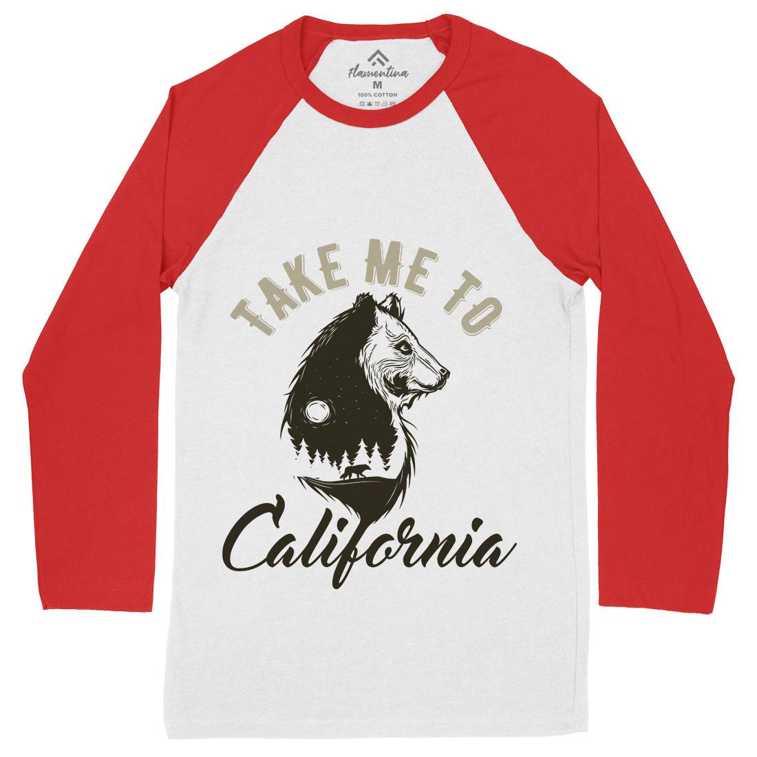 Bear Mens Long Sleeve Baseball T-Shirt Animals B106