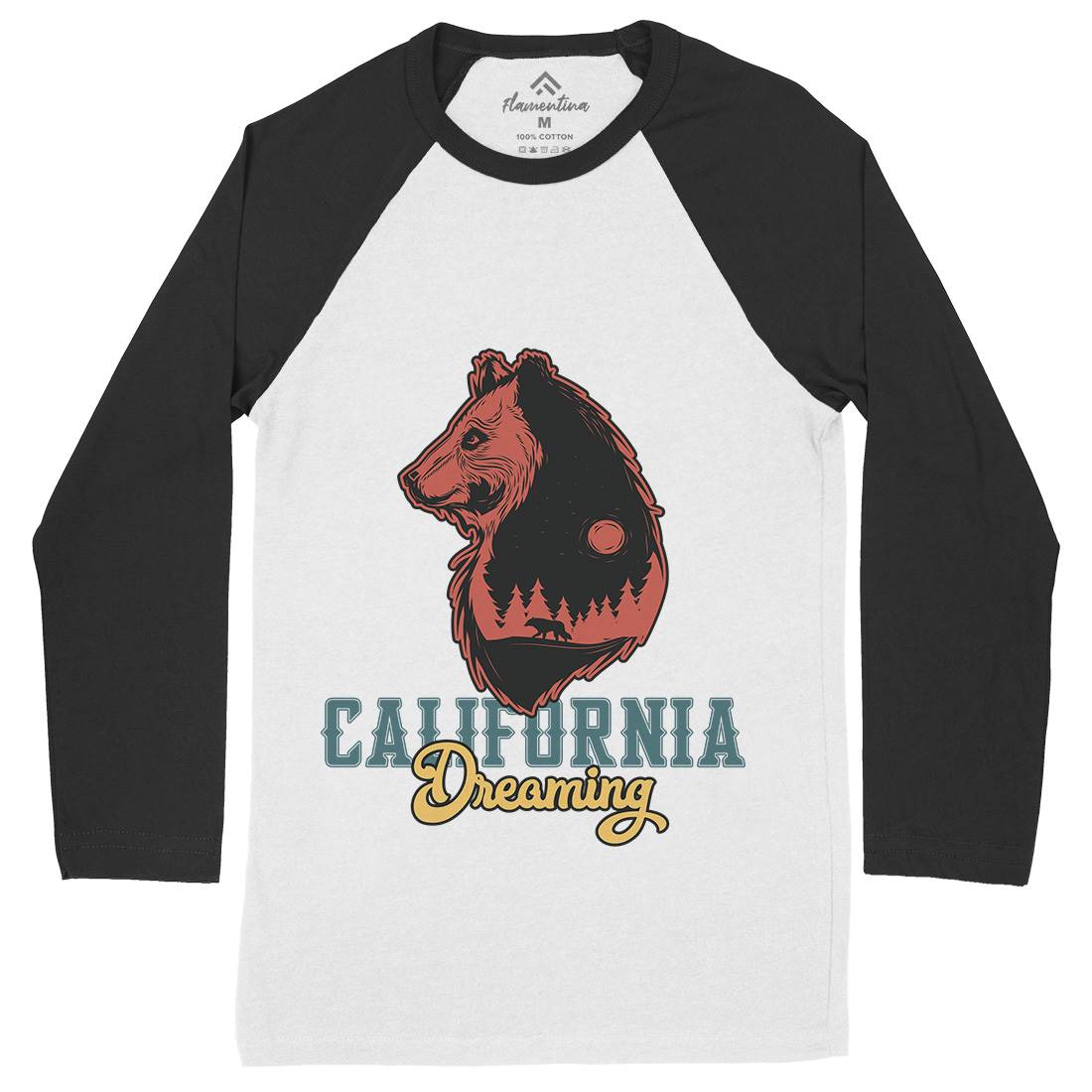 Bear Mens Long Sleeve Baseball T-Shirt Animals B107