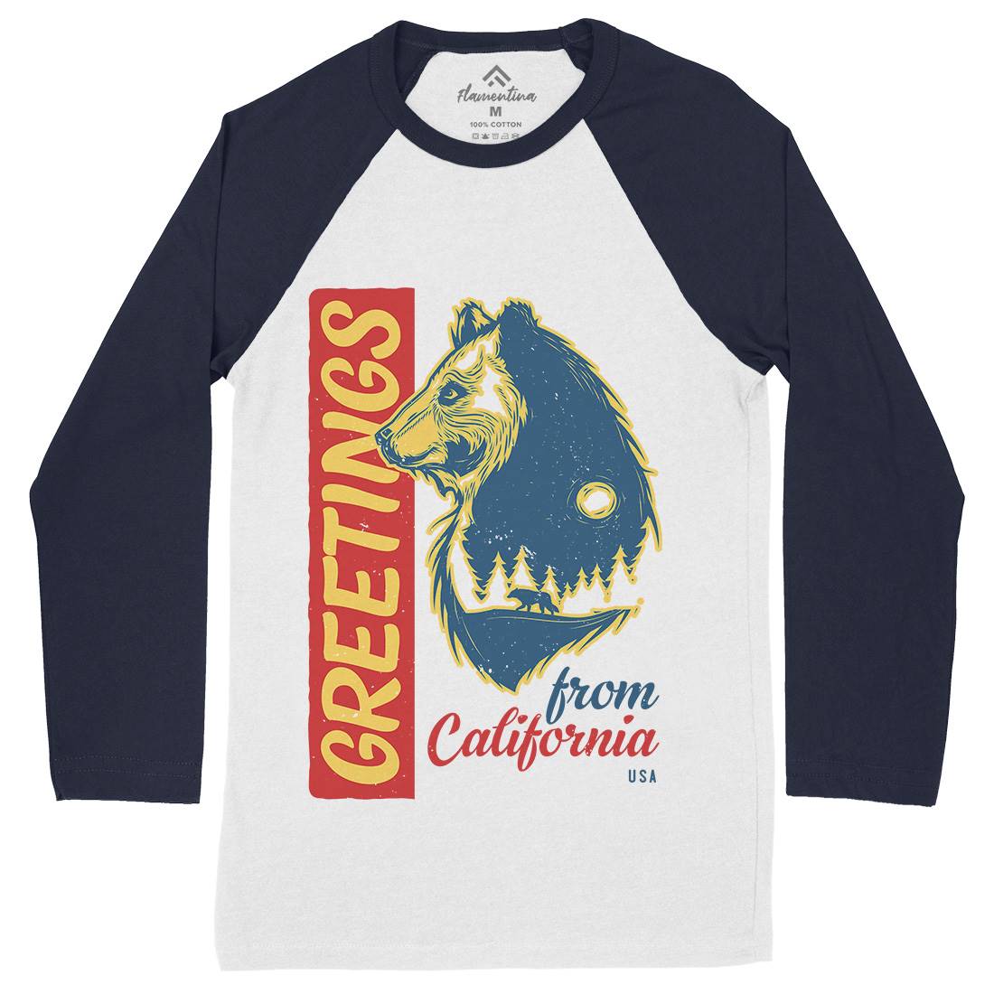 Bear Mens Long Sleeve Baseball T-Shirt Animals B109