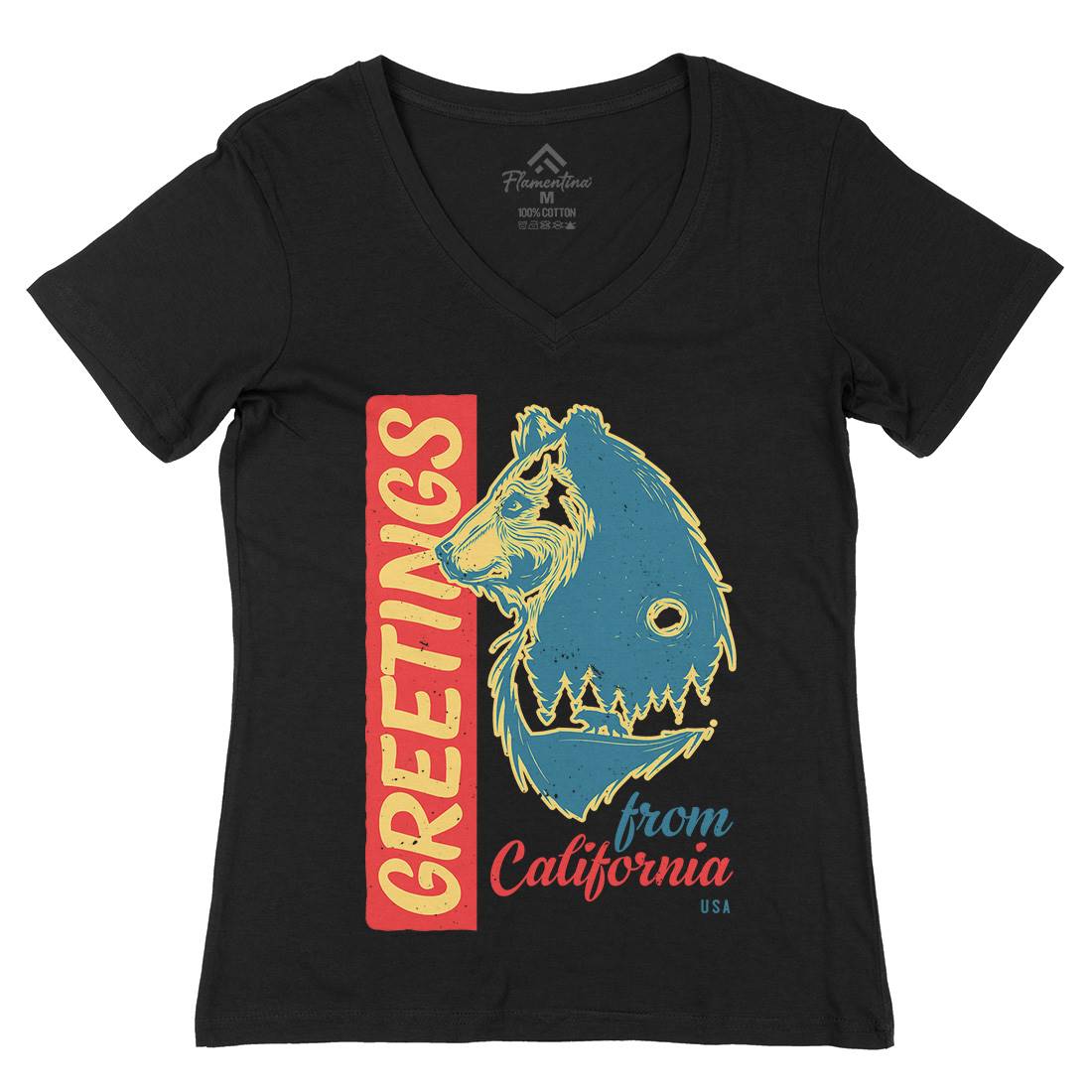 Bear Womens Organic V-Neck T-Shirt Animals B109