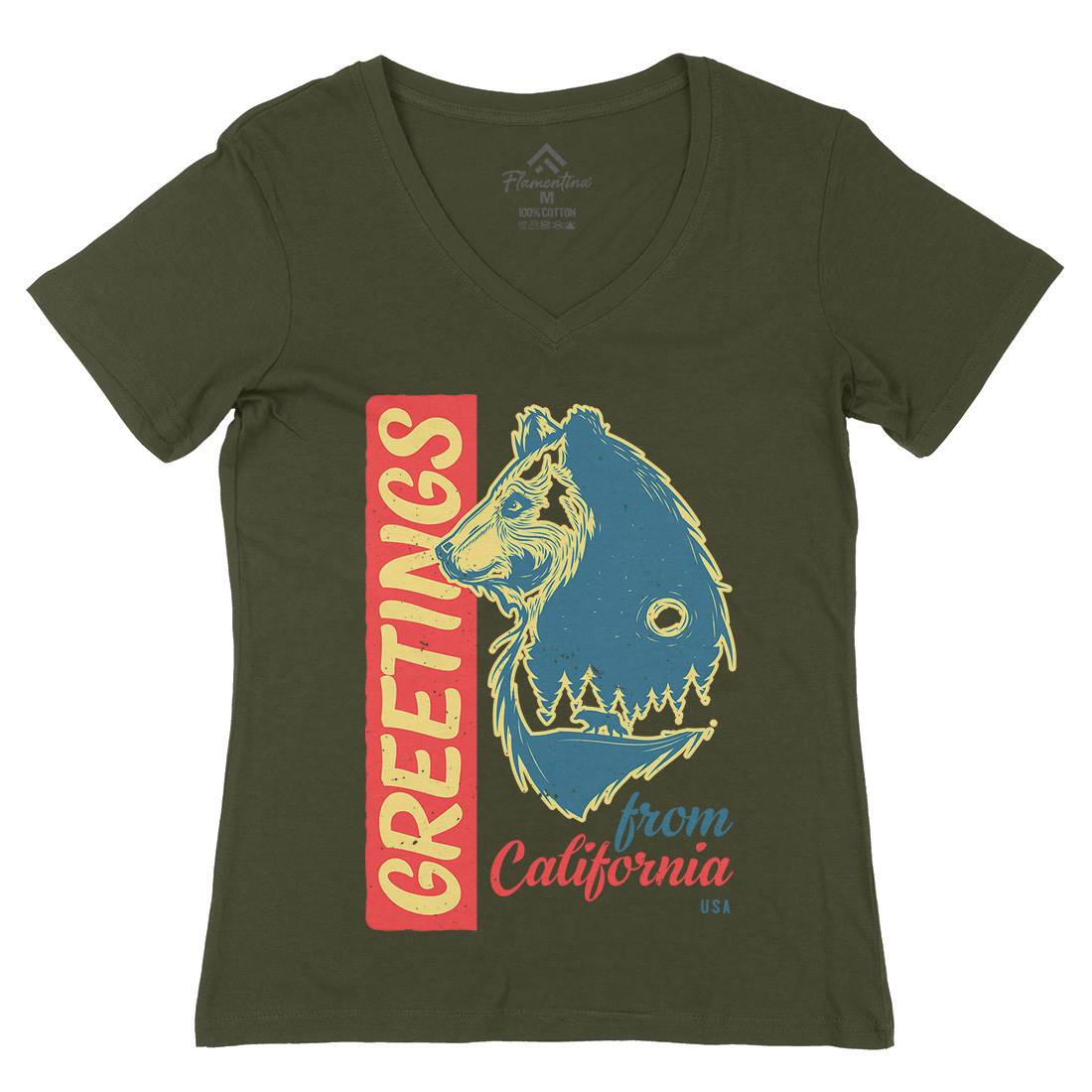 Bear Womens Organic V-Neck T-Shirt Animals B109