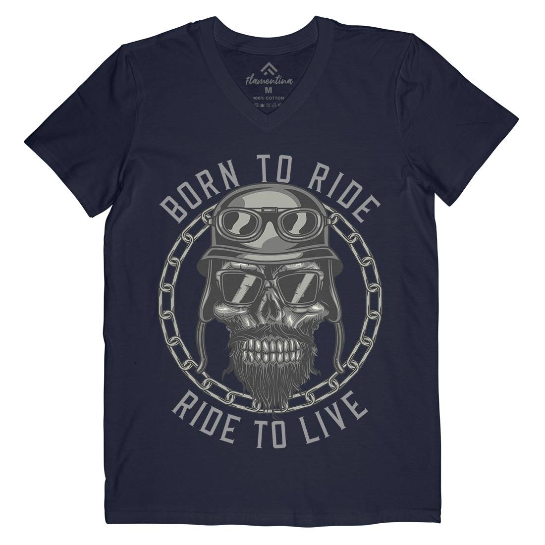 Biker Mens Organic V-Neck T-Shirt Bikes B110