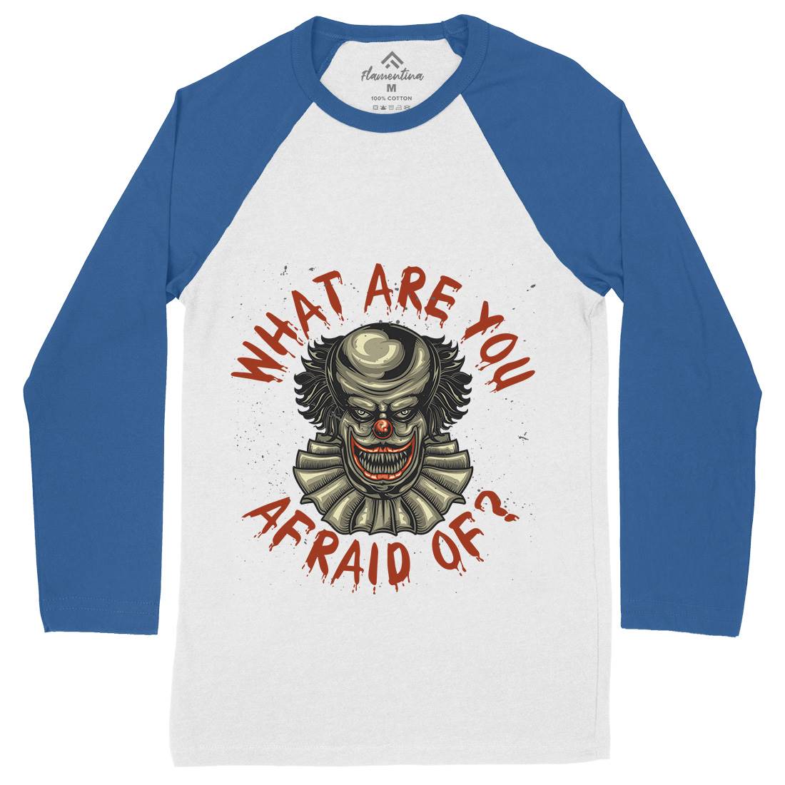 Clown Mens Long Sleeve Baseball T-Shirt Horror B114
