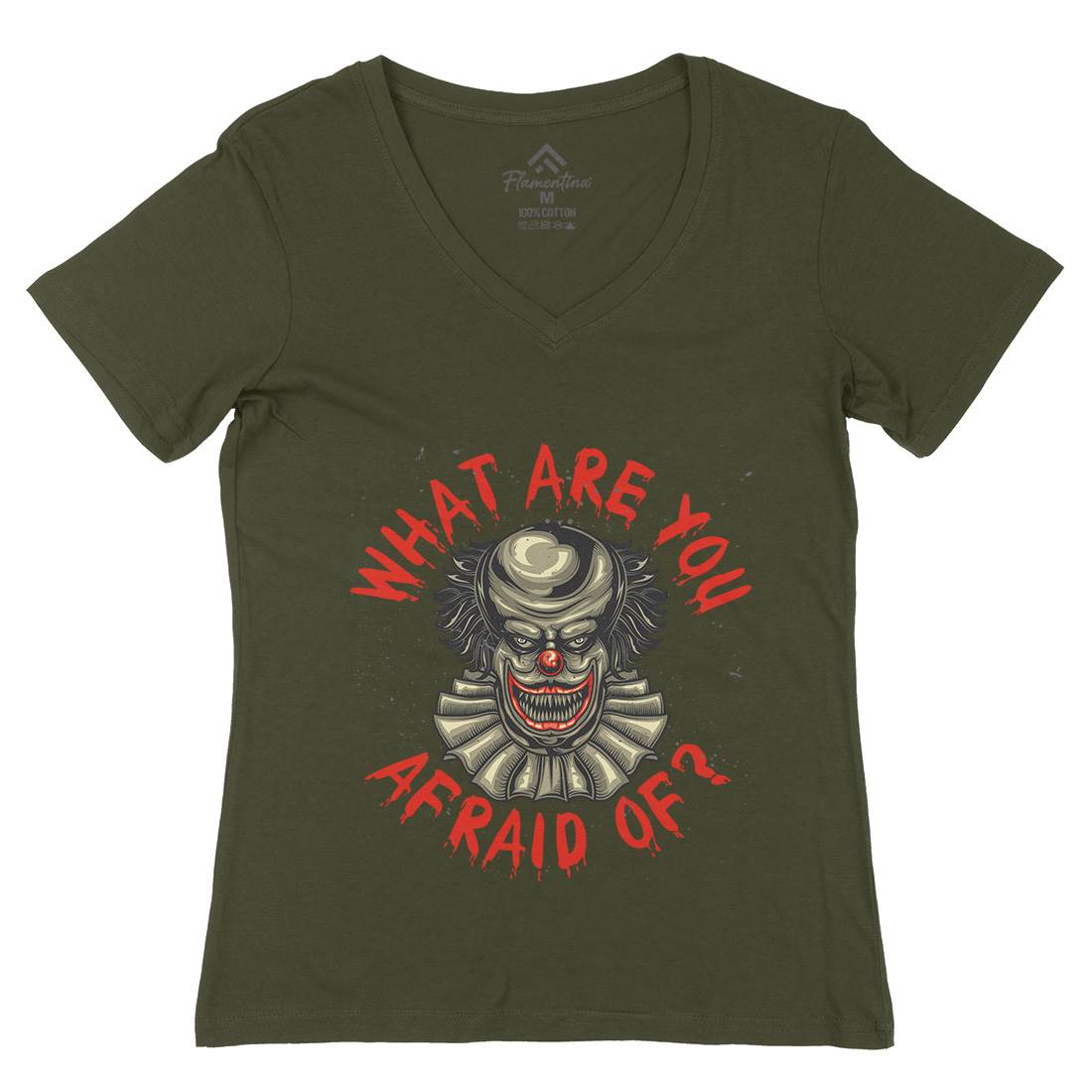 Clown Womens Organic V-Neck T-Shirt Horror B114