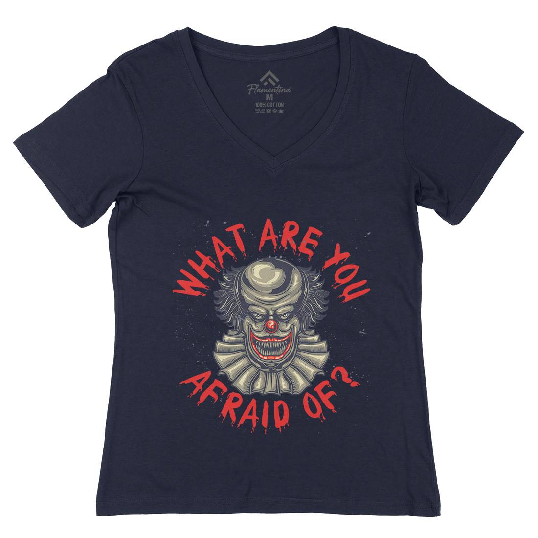 Clown Womens Organic V-Neck T-Shirt Horror B114