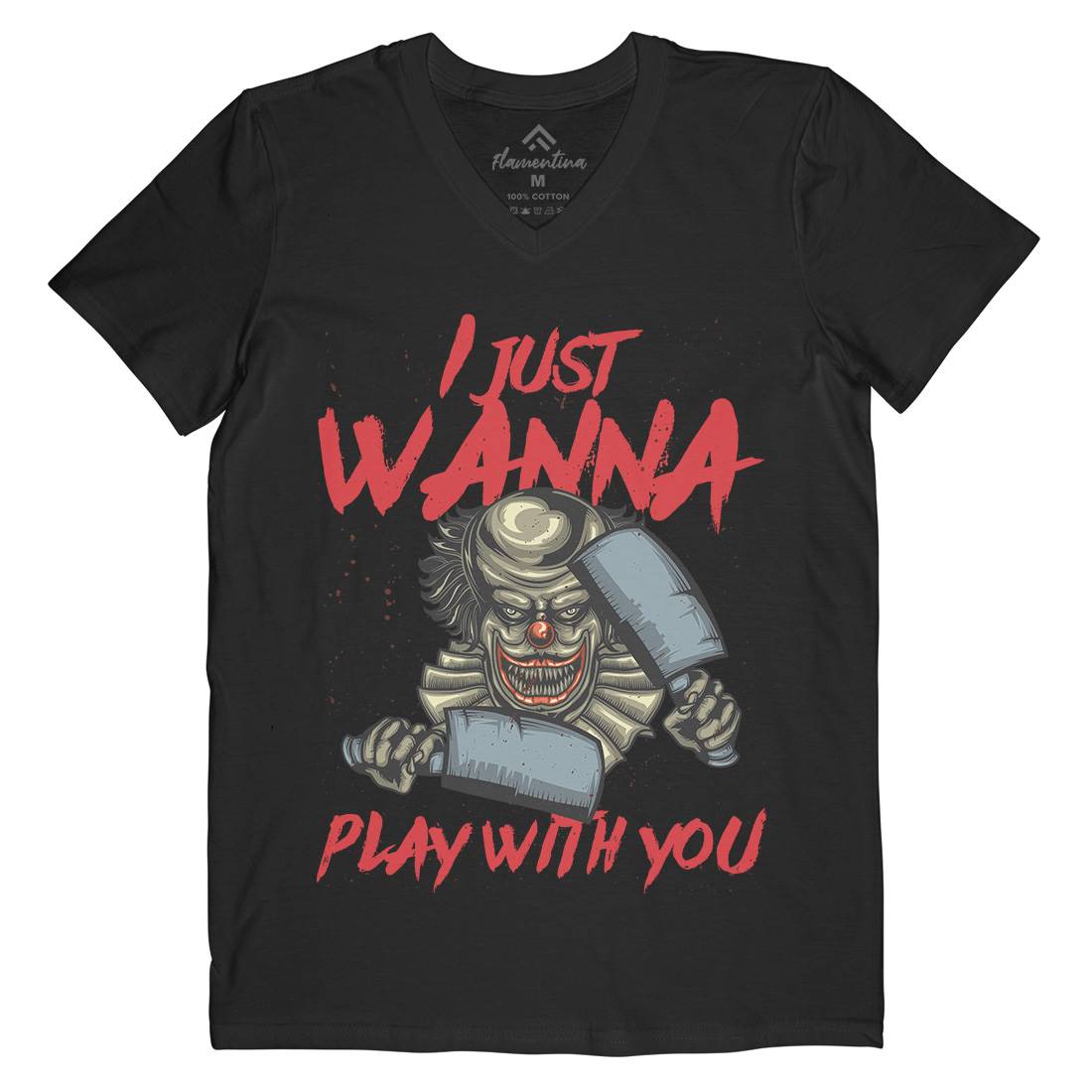 Clown Mens Organic V-Neck T-Shirt Horror B115