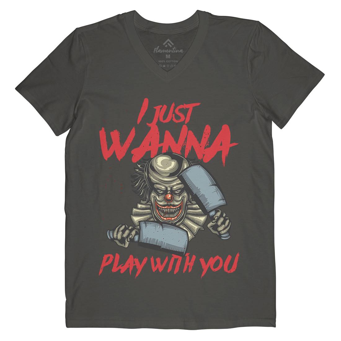 Clown Mens V-Neck T-Shirt Horror B115