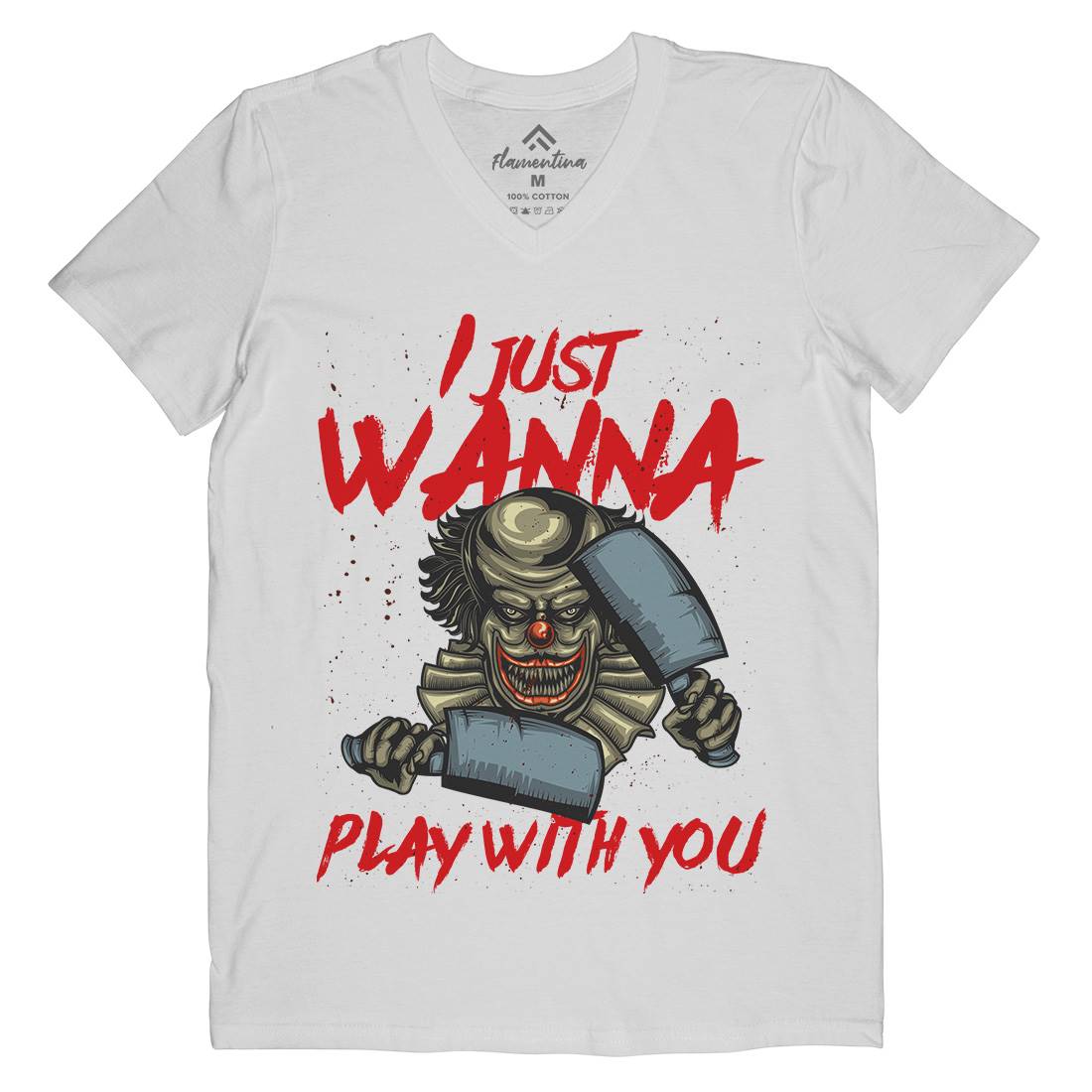 Clown Mens V-Neck T-Shirt Horror B115