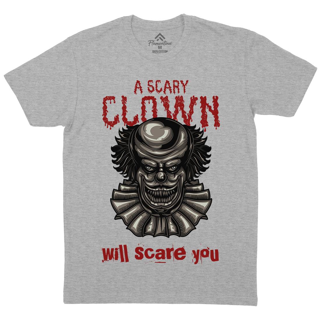 Clown Mens Organic Crew Neck T-Shirt Horror B116