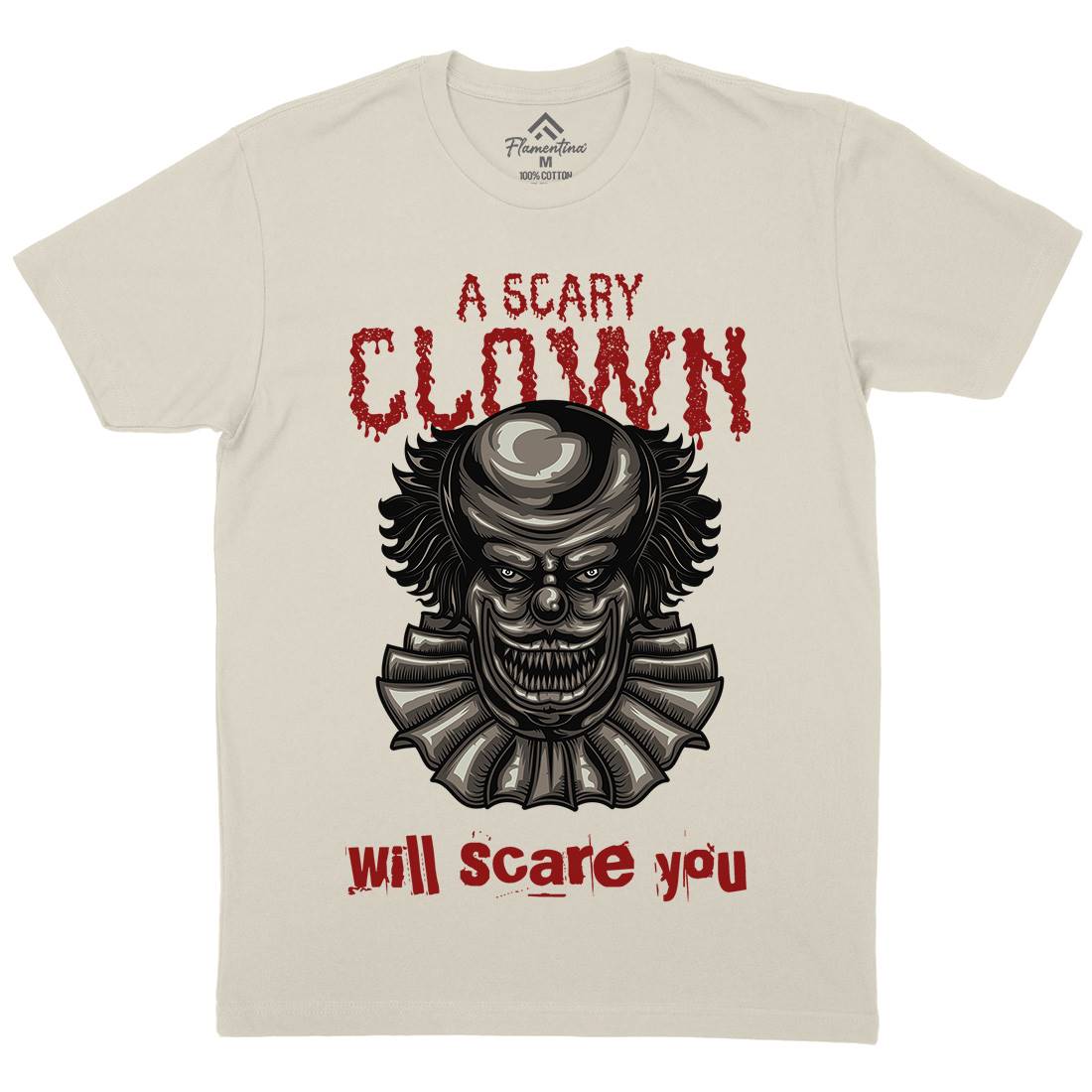 Clown Mens Organic Crew Neck T-Shirt Horror B116