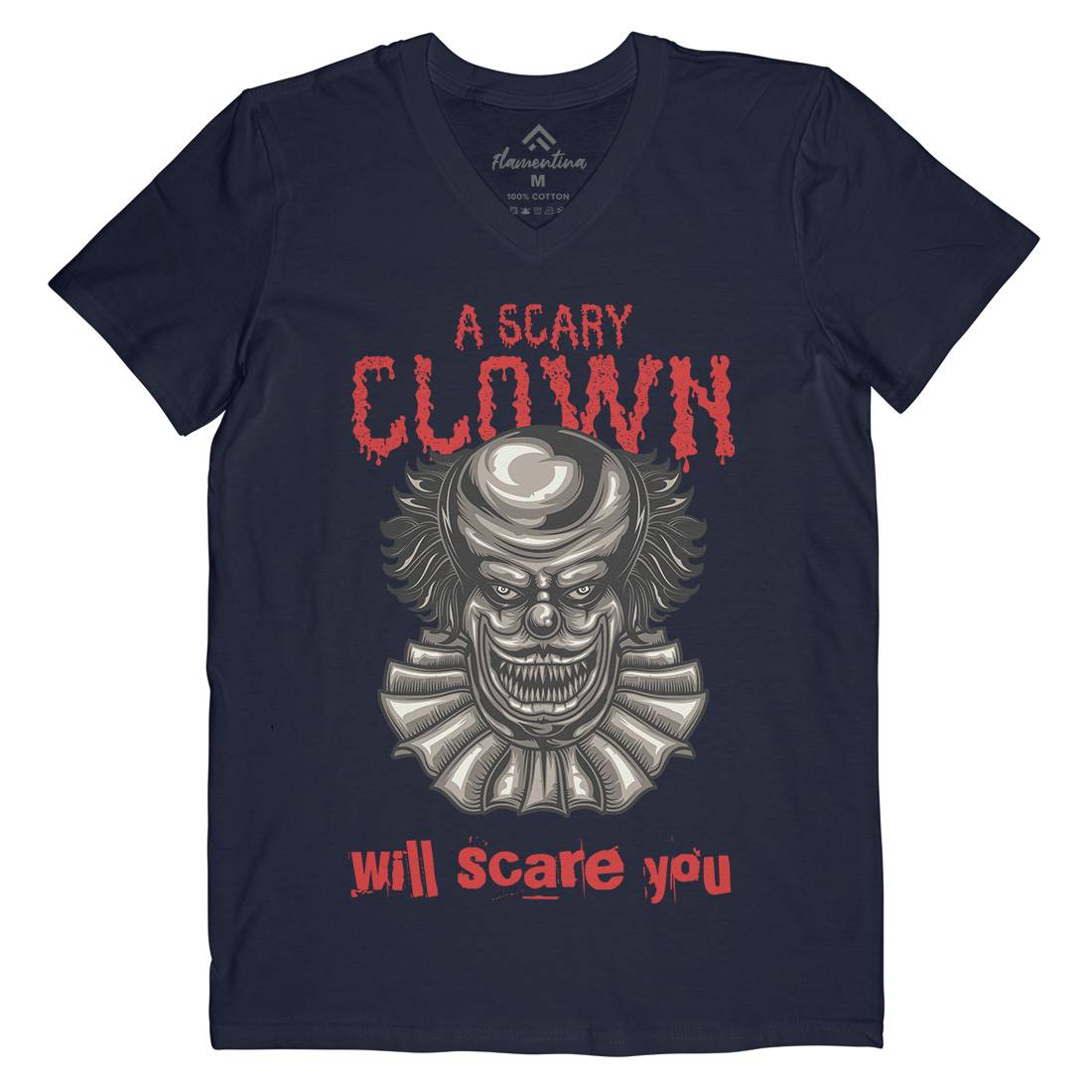 Clown Mens V-Neck T-Shirt Horror B116