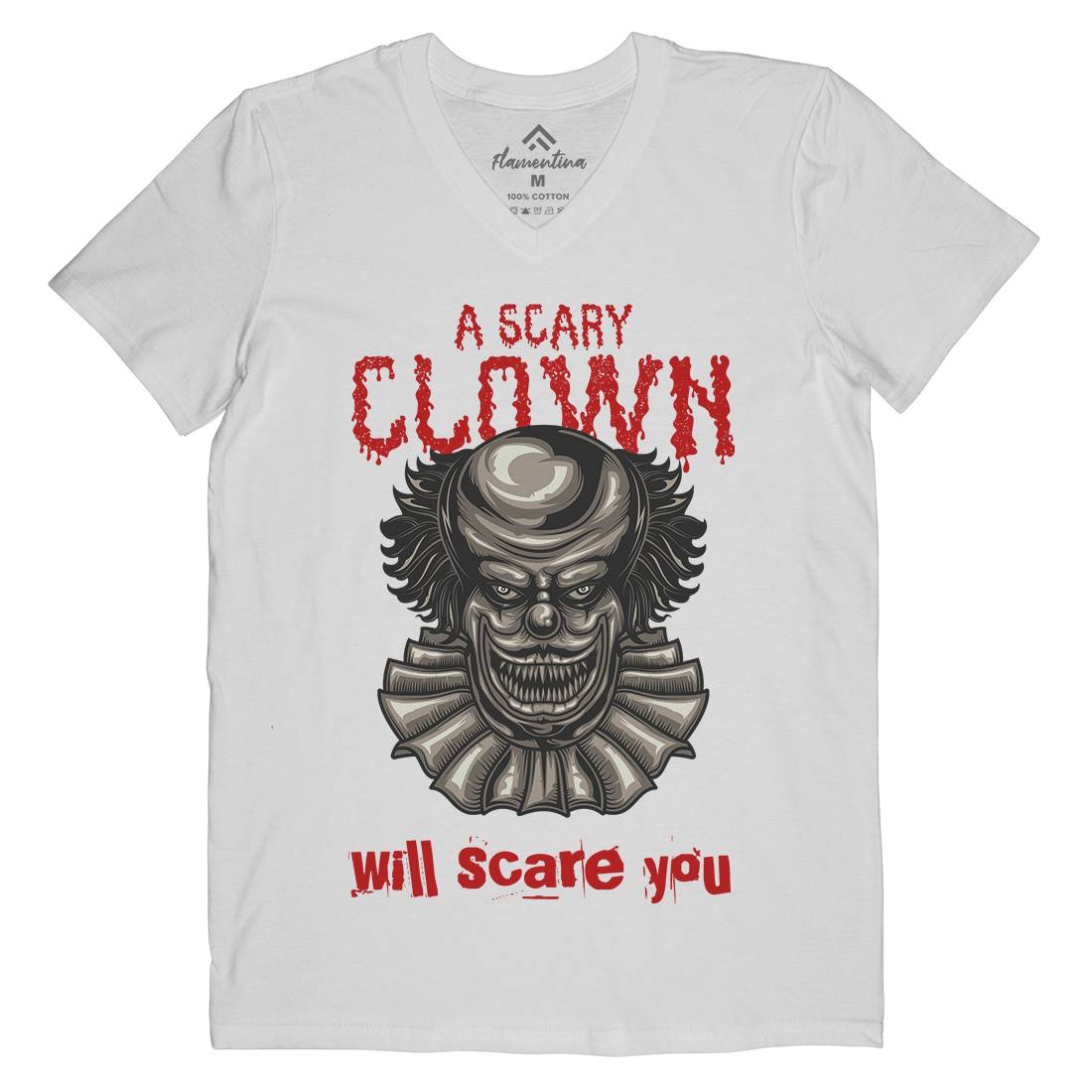 Clown Mens V-Neck T-Shirt Horror B116