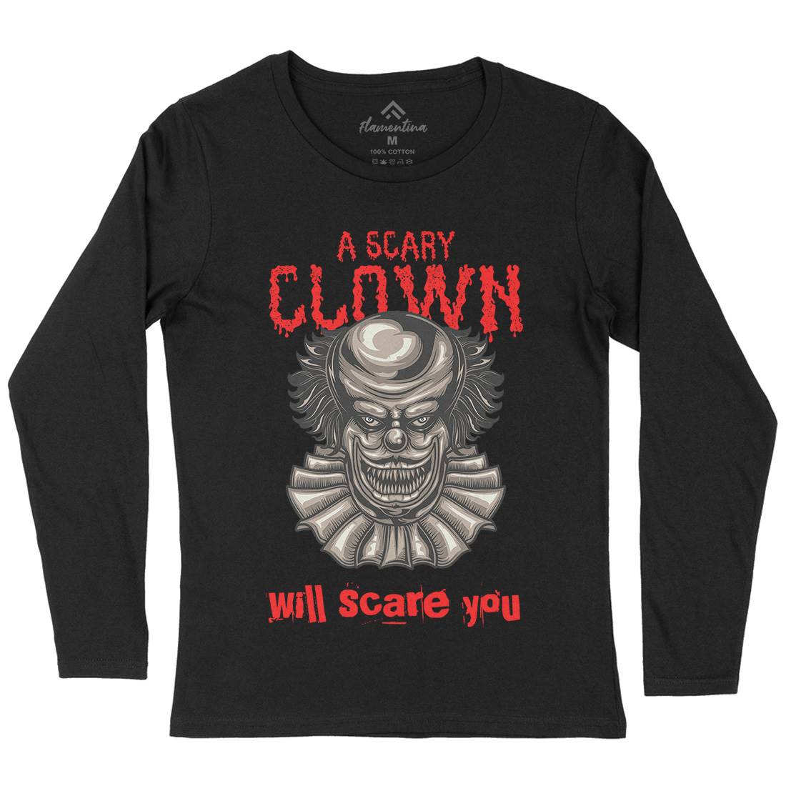 Clown Womens Long Sleeve T-Shirt Horror B116