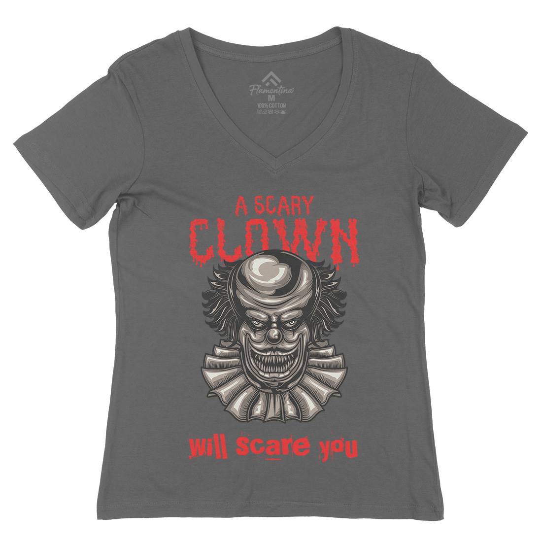 Clown Womens Organic V-Neck T-Shirt Horror B116