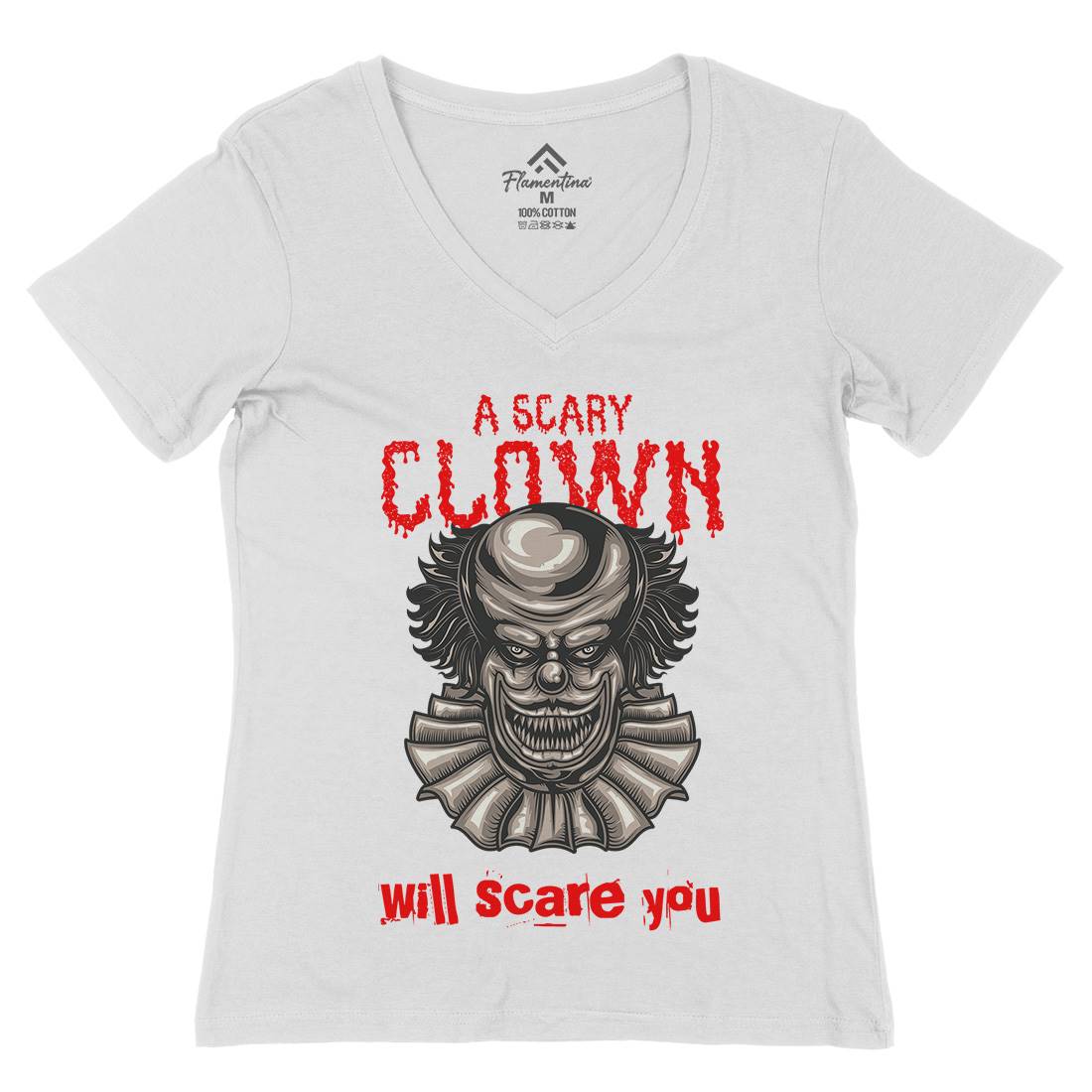 Clown Womens Organic V-Neck T-Shirt Horror B116