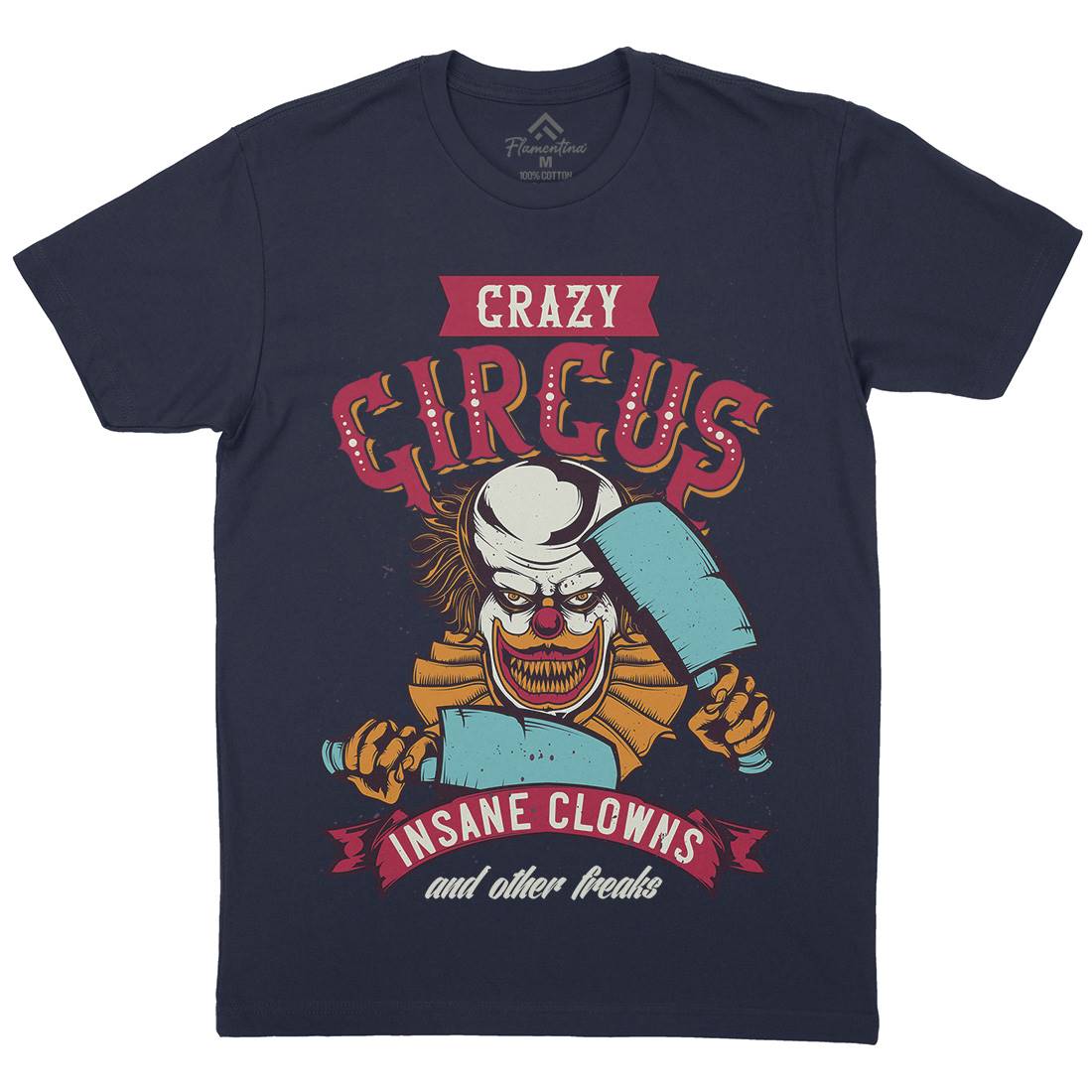 Clown Mens Organic Crew Neck T-Shirt Horror B117