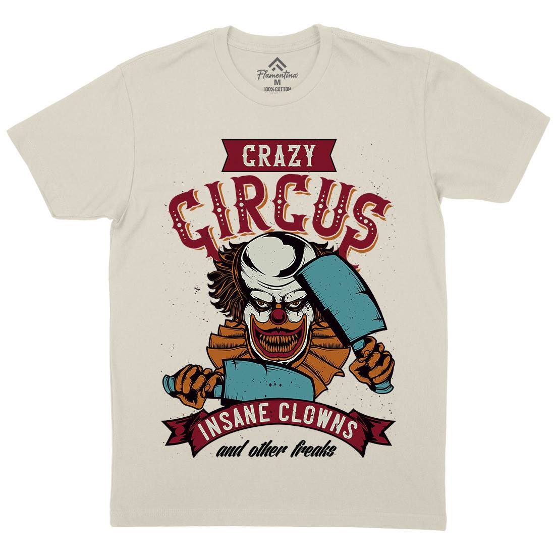 Clown Mens Organic Crew Neck T-Shirt Horror B117