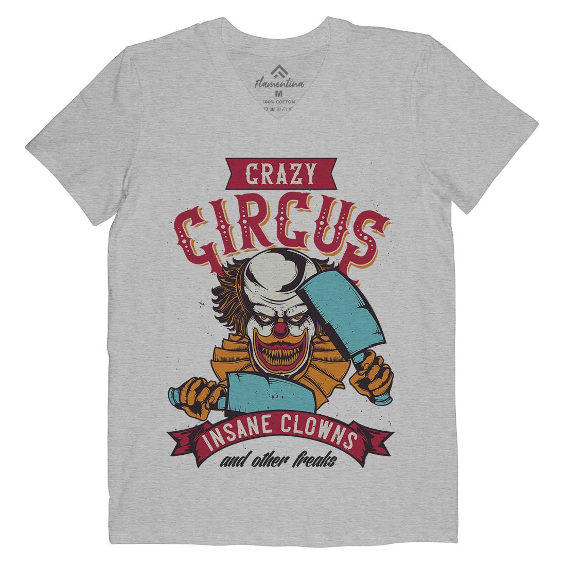 Clown Mens V-Neck T-Shirt Horror B117