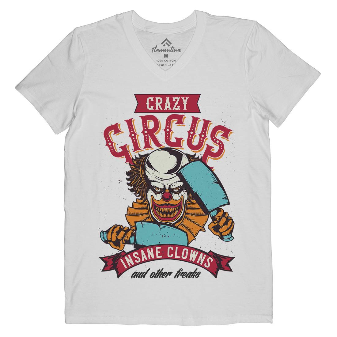Clown Mens Organic V-Neck T-Shirt Horror B117