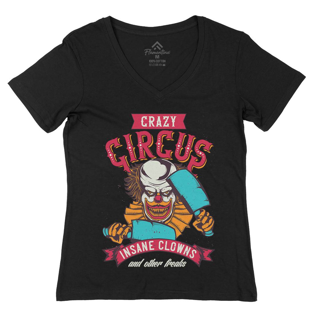 Clown Womens Organic V-Neck T-Shirt Horror B117