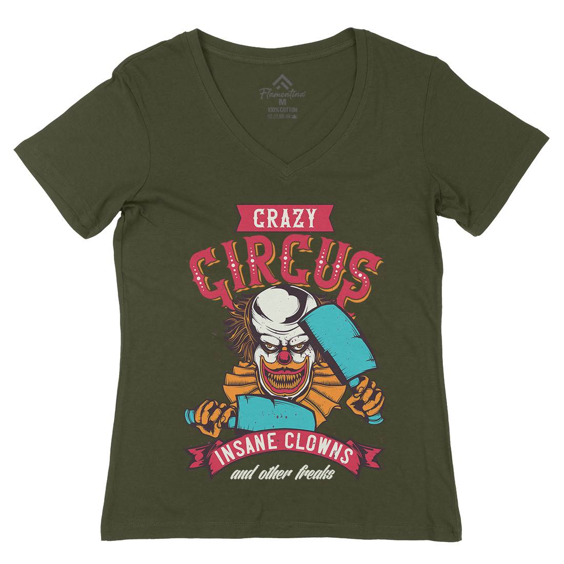 Clown Womens Organic V-Neck T-Shirt Horror B117