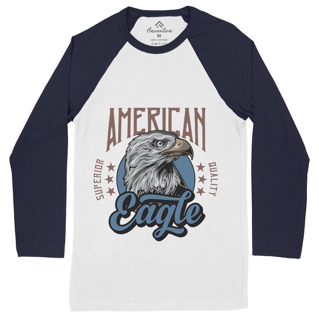 Eagle Mens Long Sleeve Baseball T-Shirt Animals B118