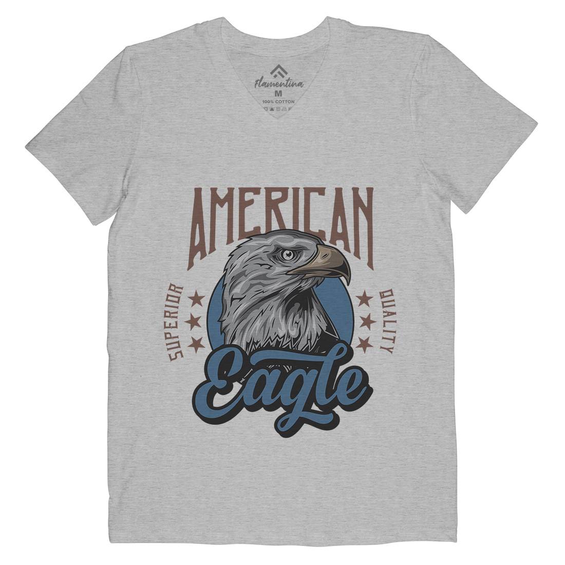 Eagle Mens Organic V-Neck T-Shirt Animals B118