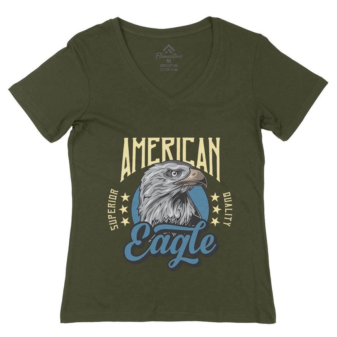 Eagle Womens Organic V-Neck T-Shirt Animals B118